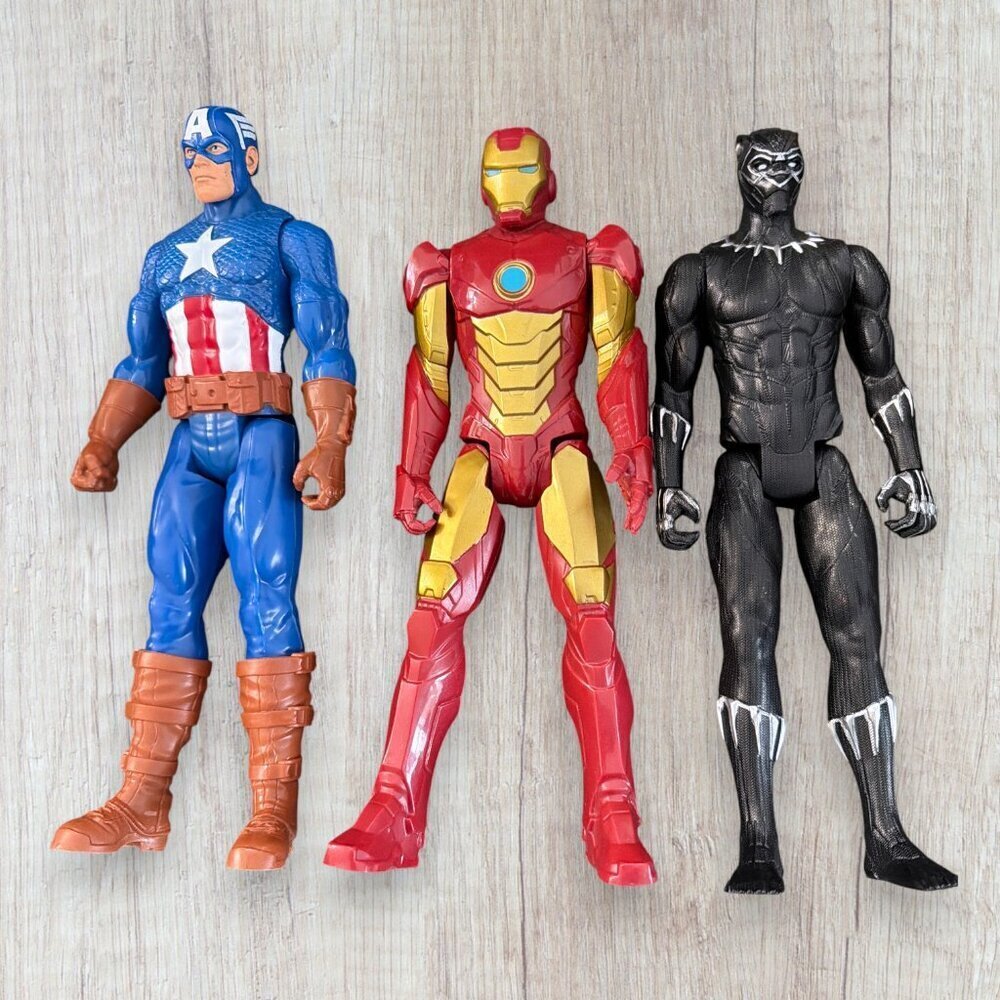 Marvel Avengers Action Figures Iron Man Captain America Black Panther Set 3